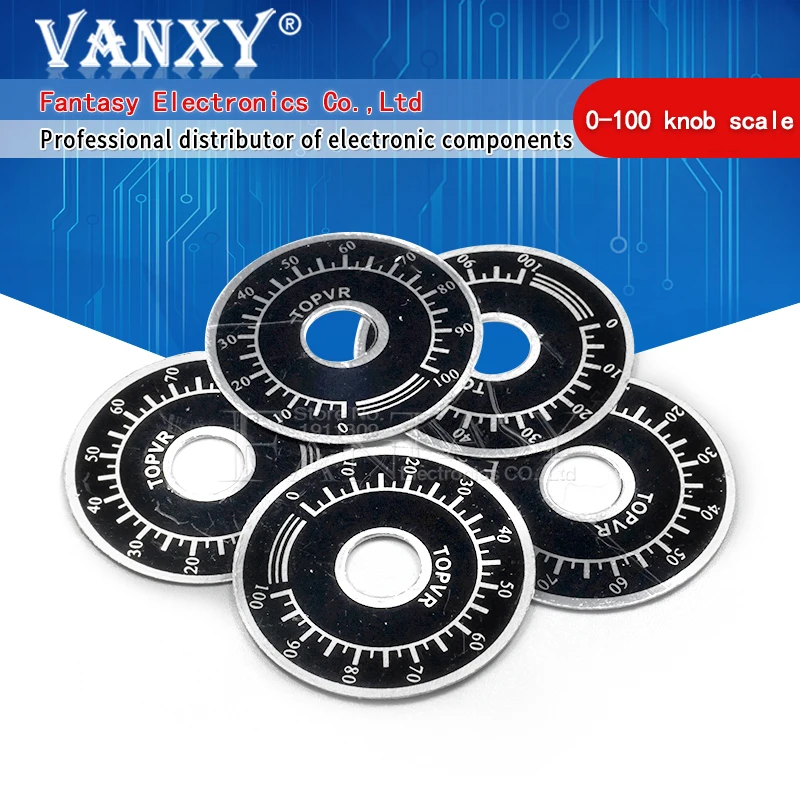 Potentiometer Knobs 10pcs 0-100 WTH118 Potentiometer Knob Scale Digital Scale Equipped with WX112 TOPVR