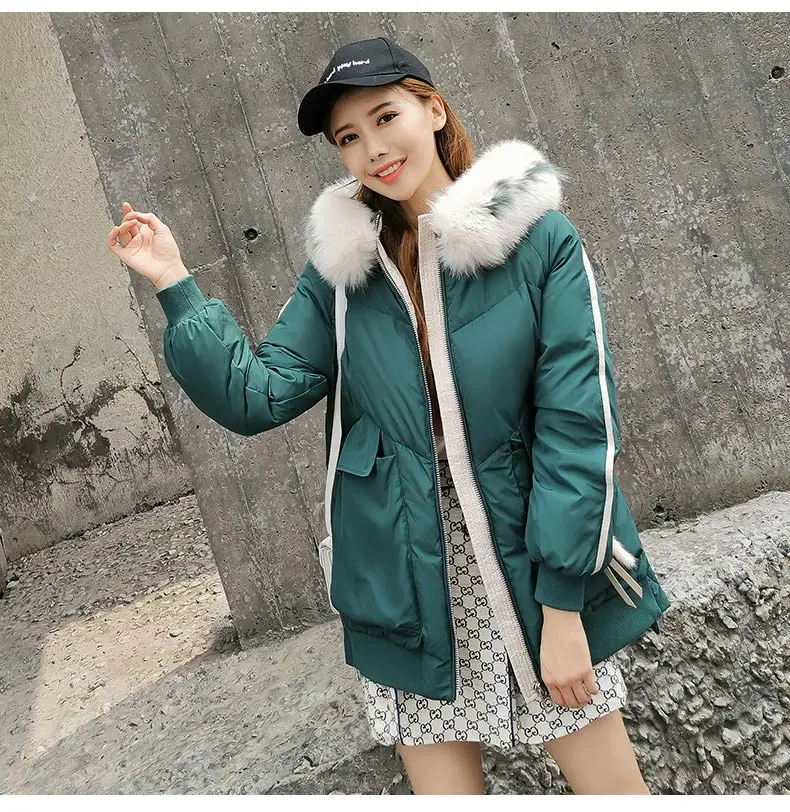 90% White duck down Fashion Down jacket Heavy hair collar Down jacket High quality Cold-proof Puffer jacket Thick Down jacket