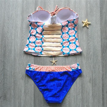 2020 Female Sexy Swimsuit Tankini Corset Top Biquini Thong Swim Wear Bathing Suit Swimwear Women Brazilian Push Up Bikini Set 2