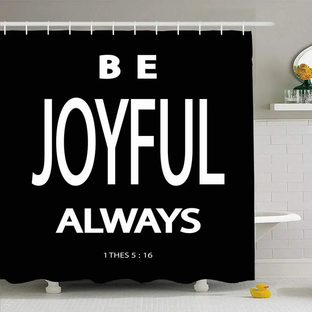 

Shower Curtain Set with Hooks 60x72 Hand Lettered Be Joyful Shirt Print Always Modern Abstract Script Inspirational Type Text
