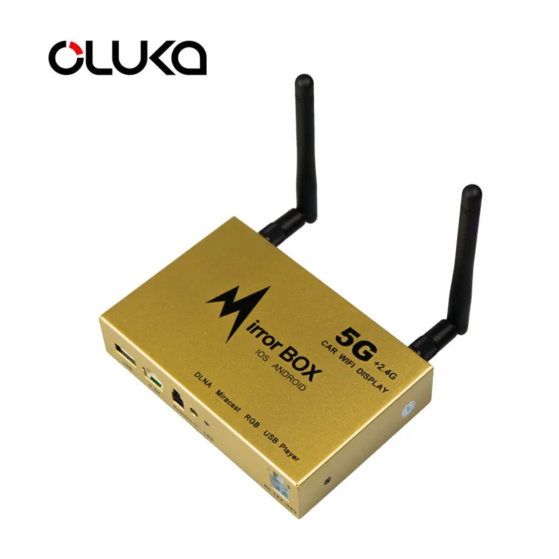 

Car Wifi 5G Mirror Box for Android iOS Mobile Phone Navigation to LCD Monitors Universal A/V Mirror Link Converter