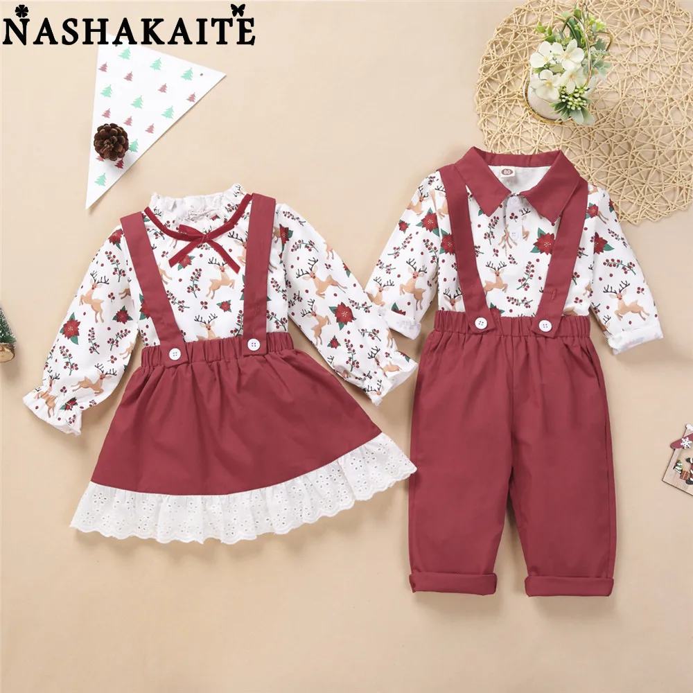 

NASHAKAITE New Year's Costume Baby Christmas Outfit Newborn Christmas Romper Christmas Clothes For Baby Girl Winter Clothes Set