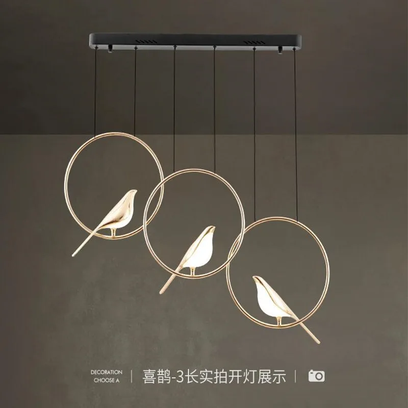 

Postmodernism Art Gold Magpie Bird LED Chandelier For Loft Living Room Restaurant Home Decoration Lighting Luminaire Suspension