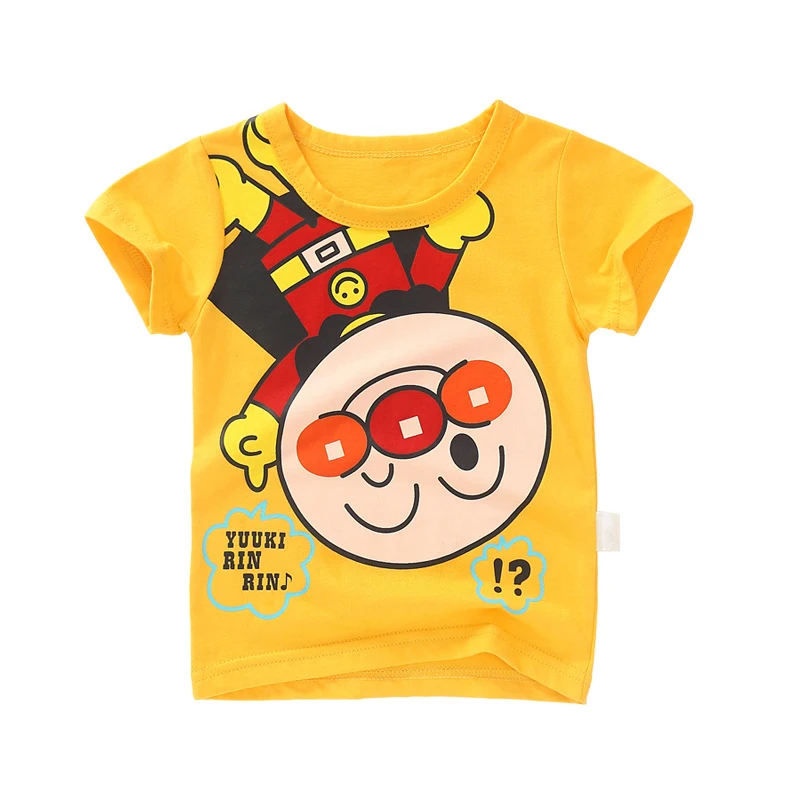 New Summer Fashion T-shirts for Girls Cartoon Anpanman Kids Tshirt Children Short Sleeve Cotton Baby T Shirts for Boys Tops Tees - Цвет: yellow