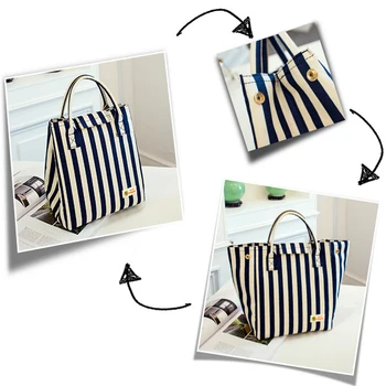 

Lunch Bags for Women Cooler Bag Picnic Food Bag Portable Thermal Insulated Lunchbag Lonchera Bolsa Termica Stripe