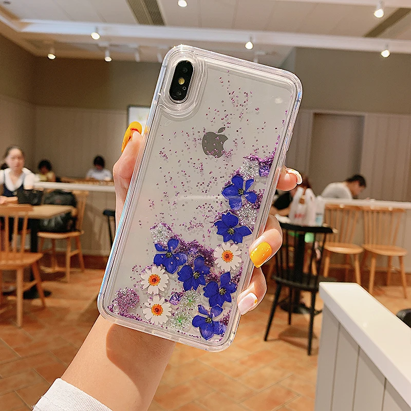 Чехол для iphone 11 Pro X Dynamic Flower Glitter Quicksand чехол Iphone Max XR XS 6 6s 7 8 Plus мягкий силиконовый |