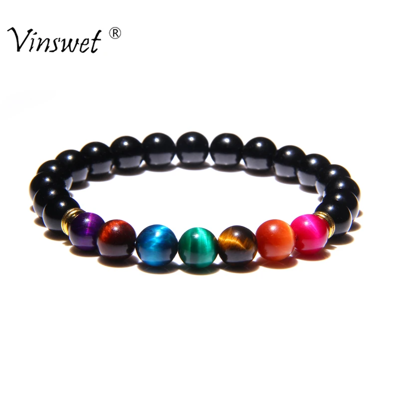 7 Чакры исцеляющий баланс бусины браслет для мужчин и женщин молитва рейки