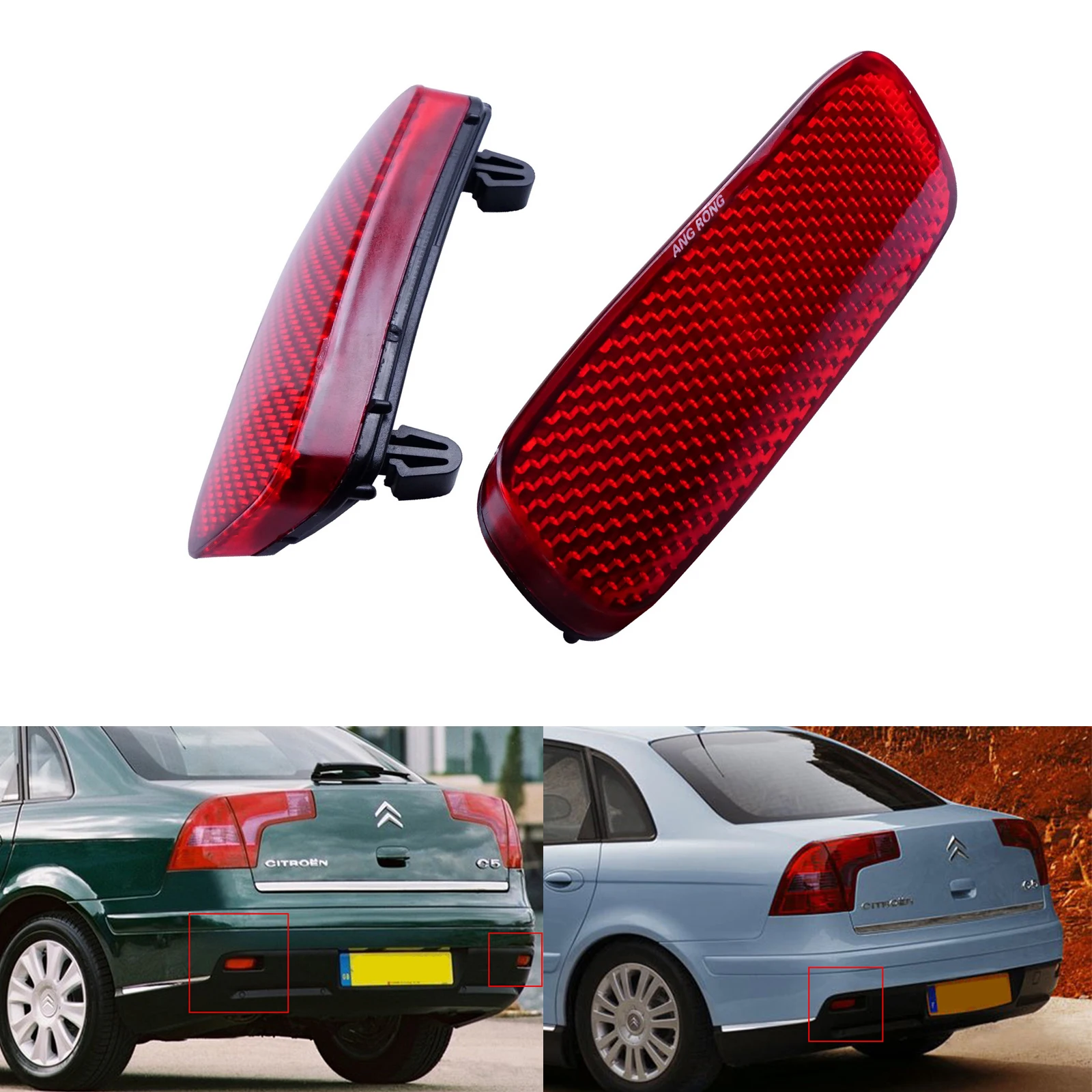 ANGRONG 2x Красный отражатель заднего бампера для Citroen C1 C5 Peugeot 107 206 607 Expert Fiat Scudo|Фара