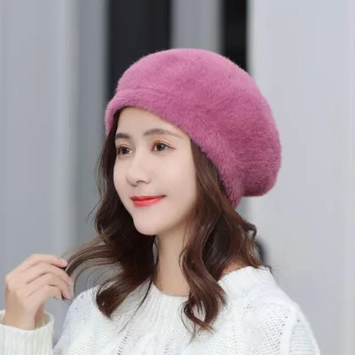 Английский Винтажный стиль утолщенный Зимний берет шляпы для женщин плоская шляпа осень и зима береты для женщин - Цвет: Purple