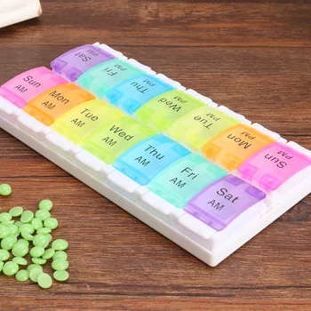 

PP Pills Box Weekly Rainbow Pill Case Portable Medicine Tablet Organizer