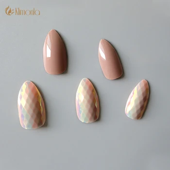 

1Box Nail Art Tips Fish Scale False Nail Decorated Design Mix Monochrome Fake Nails Artificial Decortion Manicure Accessories