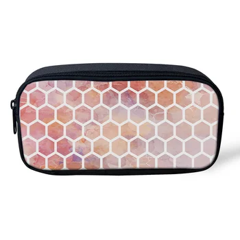 

Casual Cosmetic Bag Geometric Hexagonal Marble Makeup Travel Bag Zipper Pencil Case Office Student Stationery