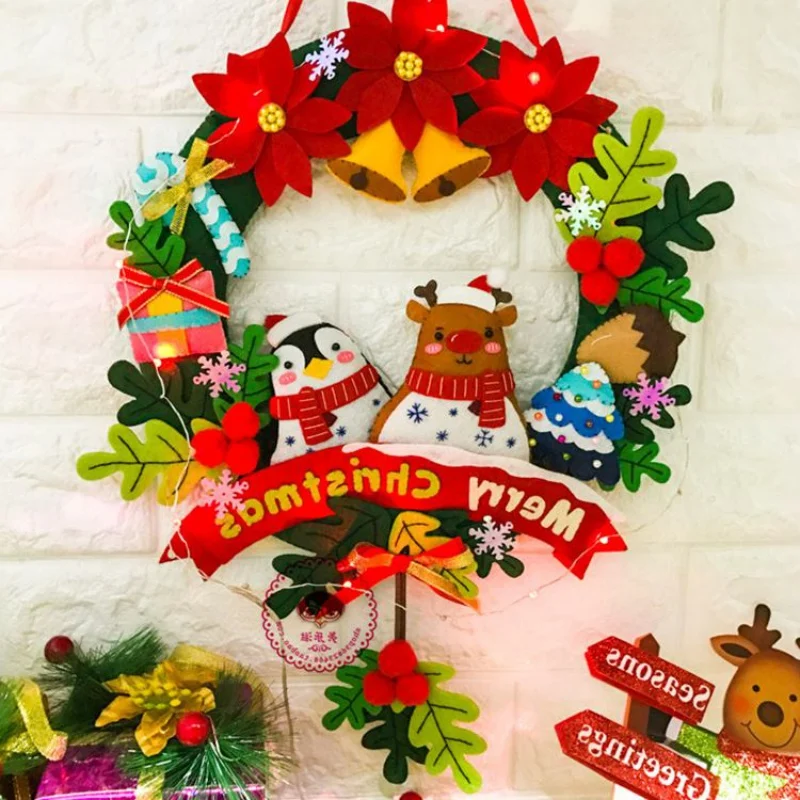 

Christmas Felt Wreath Pendant Handmade Xmas Decoration Christmas Diy Material Kit