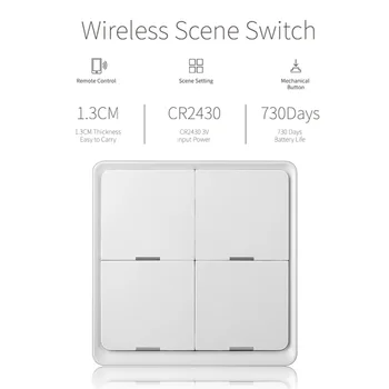 

Wifi Switch Wireless Touch Panel Work with Tuya Zigbee Home Smart Push Button Switches 4 Gang Smart Home Light