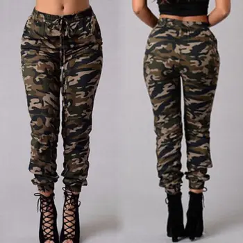 

2020 New Hot Women Camo High Waist Long Pants Casual Pants Ladies Military Army Pants Camouflage Stretch Military Trousers S-XXL