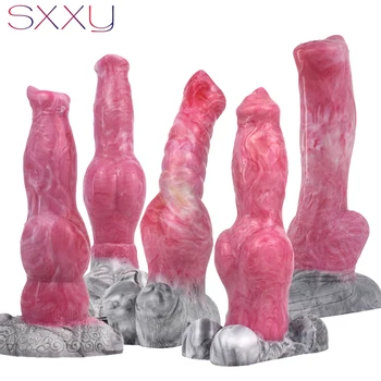 SXXY Fantasy Dog Thick Dildo with Big Knot for Women Suction Cup Vagina Masturbate Huge Animal Penis Exotic Adults Anal Sex Toys 1