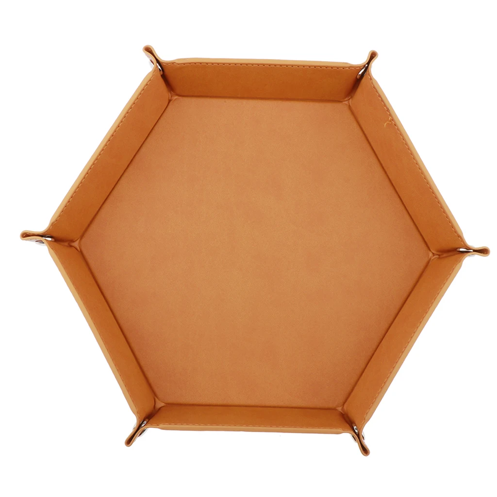 Dice Holder PU Leather Folding Hexagon Tray for RPG, DND and Other Table Games