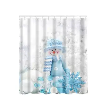 

Snowman Snowflake Christmas Shower Curtain, Custom Home Decor Christmas Decoration Polyester Fabric Shower Curtain Bathroom