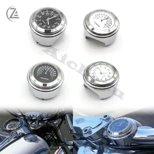 Acz universal motocicleta cromo à prova dwaterproof água 7/8 guiador montar temp termômetro relógio acessórios do motor