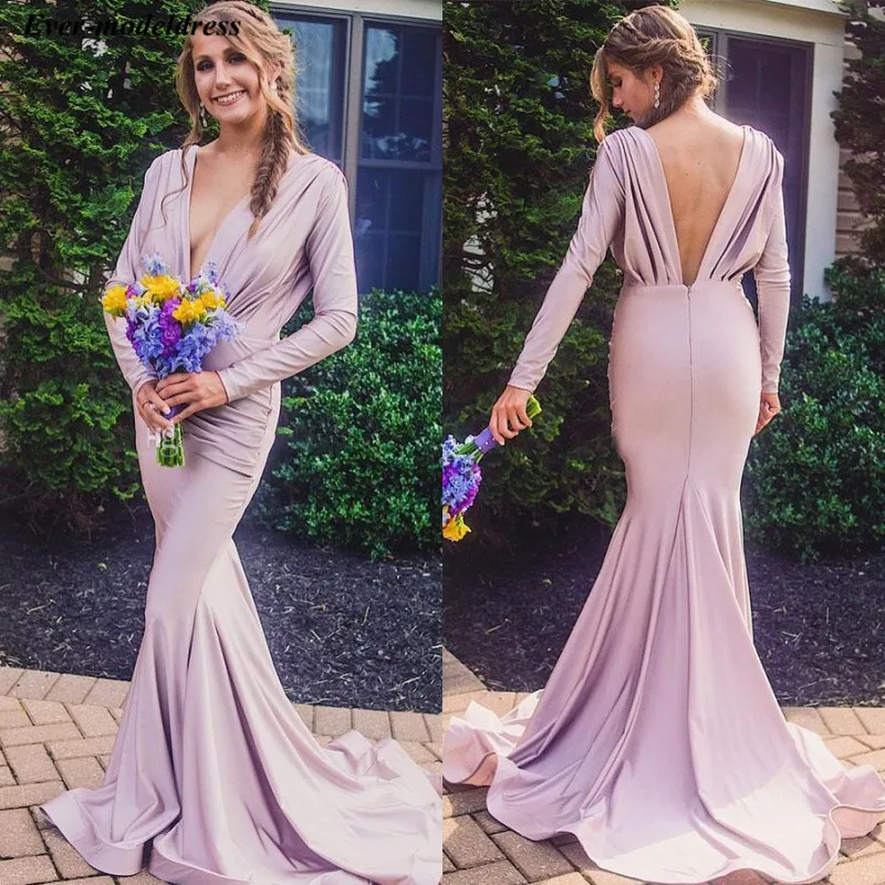 Vestidos/одежда с длинным рукавом сексуальное нижнее белье с глубоким v-образным вырезом платье подружки невесты в стиле русалки приталенный страна Стиль фрейлина развертки - Цвет: Same as picture