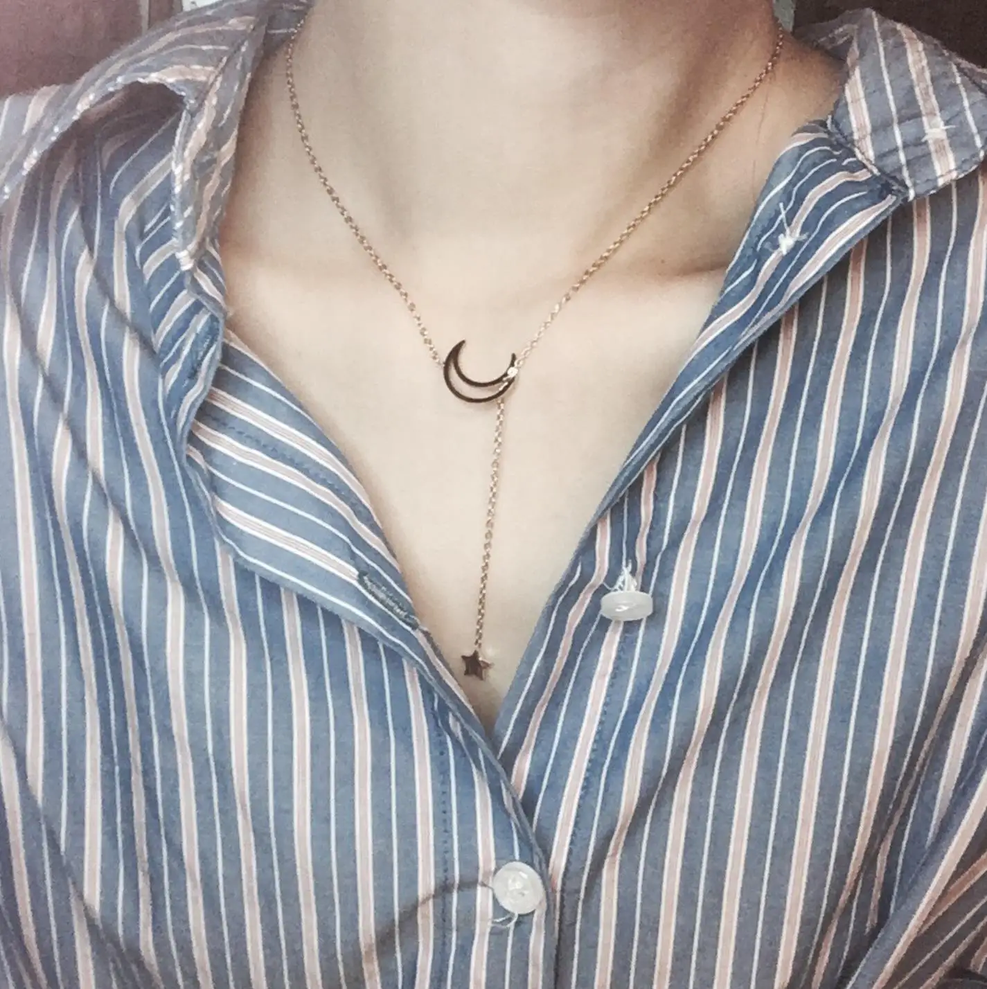 

Japanese Korean Students Moon Five-pointed Star Necklace Simple Fresh Versatile Normcore Style Choker Women's Short Neck Band 12