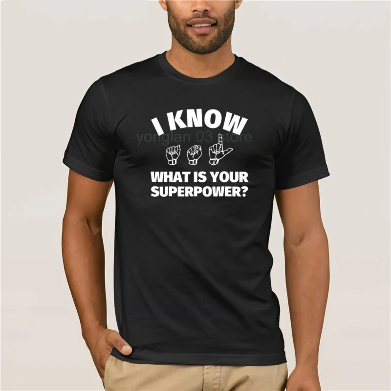 

Summer Fashion Street Short Sleeve T-Shirt American Sign Language T Shirt I Know Asl Signing Gift