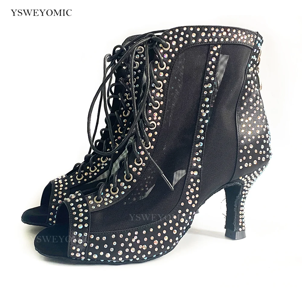 Black Dance Booties 2021 Autumn New Style High Quality Dance Shoes Thicker Insole Customized Colors Women Latin Shoes