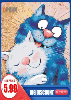 

OPDBN Wall Art Canvas Painting by Number Posters Handpainted Oil Painting Picture for Living Room Home Decor No Frame