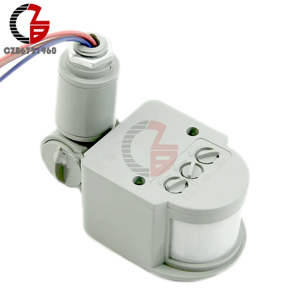 12V Grey Светодиодный движения Сенсор Переключатель 220V 12V 180 градусов вращающийся, Автоматический Инфракрасный пассивный инфракрасный детектор движения настенный открытый светильник переключатель таймера уличного света - Цвет: 12V Grey