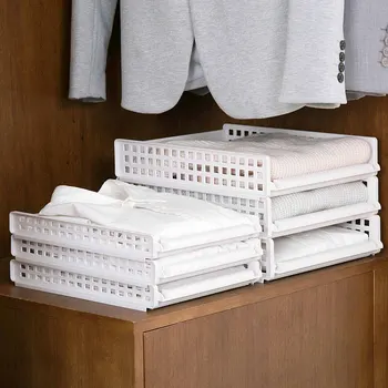 

Single Layer Hollow Wardrobe Cabinet Clothes Toy Storage Racks Shelf Drawer Home Stackable Organizer