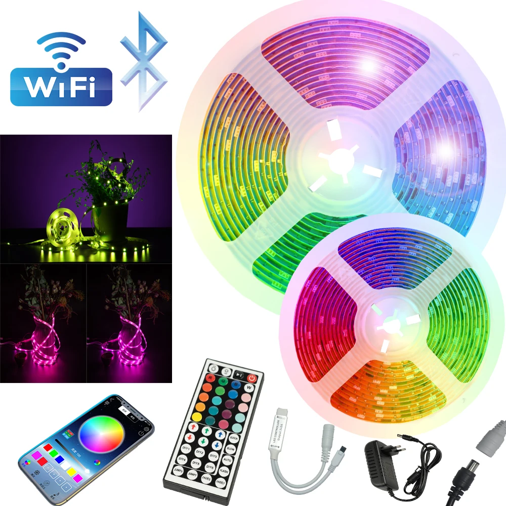 LED Light Strip Lights Bluetooth Control WIFI RGB 2835 Waterproof Lighting  Remote Ribbon 5M 10M 20M String Tape Diode Backgroun|LED Strips| -  AliExpress