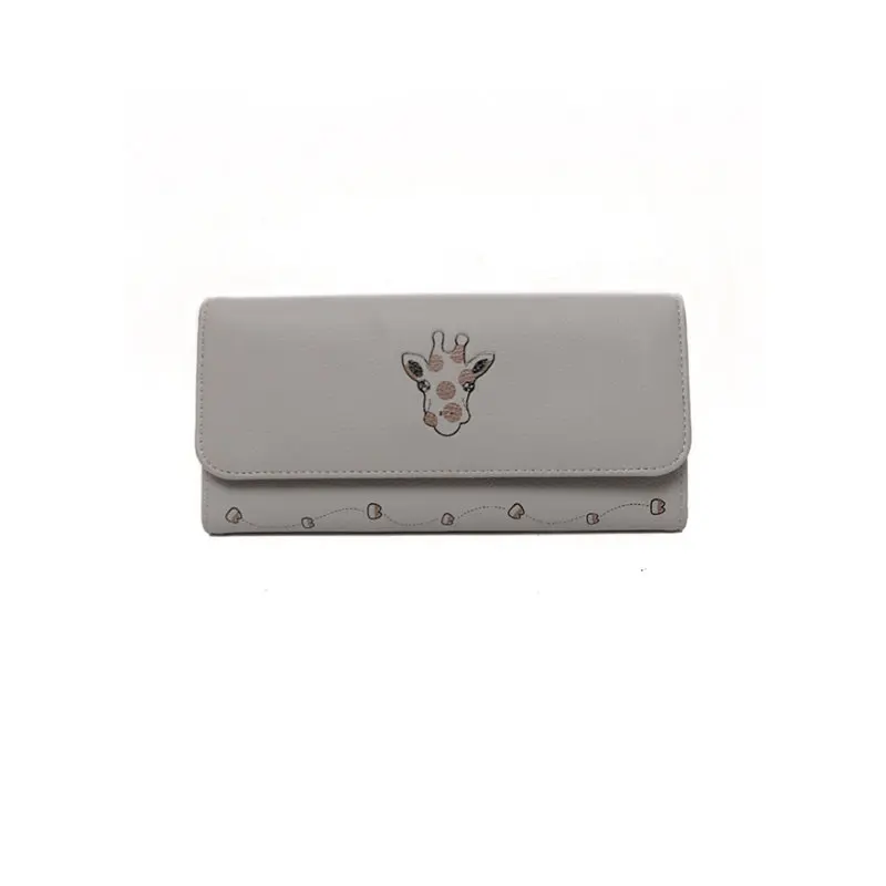 Giraffe Women Wallets PU Wallet Female Animal Prints Leather Wallet Women Long Coin Purse Girl Lady Purse with Card Holder - Цвет: Gray