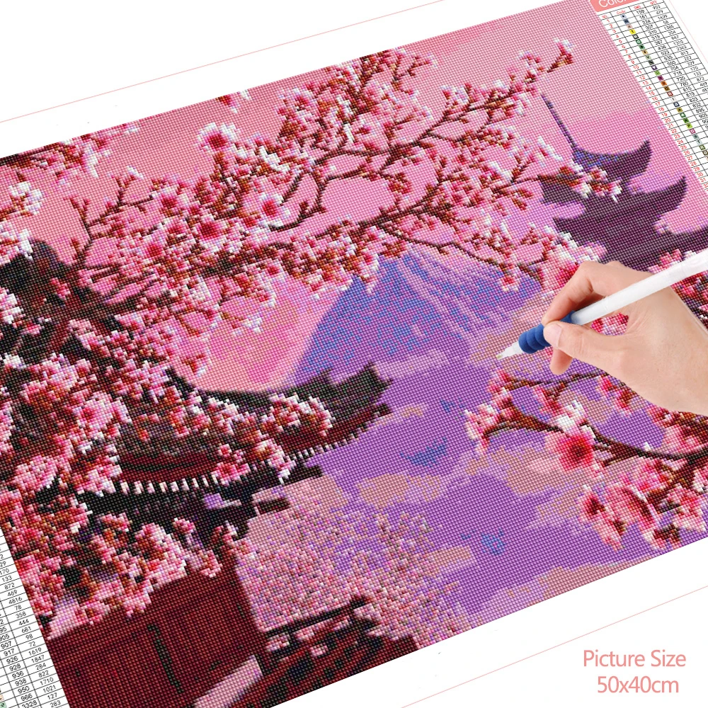 HUACAN-Diamond-Painting-5D-Diy-Landscape-Tower-Diamond-Mosaic-Cherry-Blossoms-Embroidery-Home-Decor-Wall-Stickers (1)
