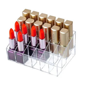 

24 Grids Lipsticks Standing Holder Organizer Dresser Desktop Display Jewelry Box Case Women Makeup Rouge Cosmetic Storage Box
