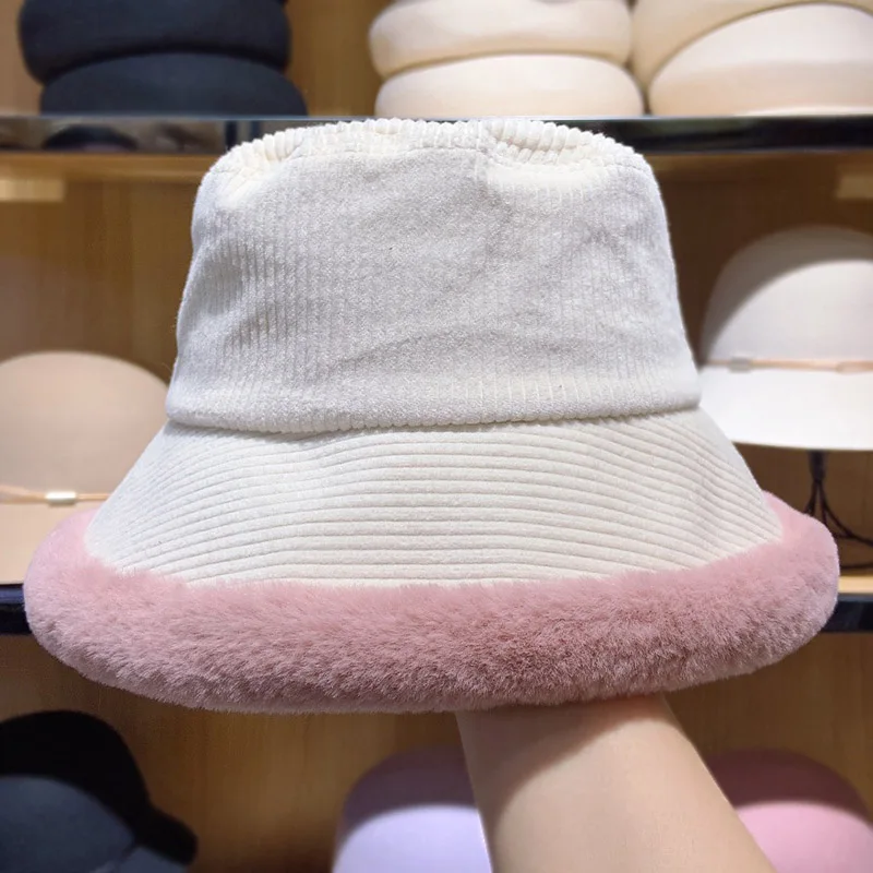 Beige Q067 Повседневная и модная зимняя шапка-ведро для женщин и девушек, модная однотонная утолщенная мягкая теплая шапка для рыбалки, шапка для отдыха на открытом воздухе - Цвет: Beige
