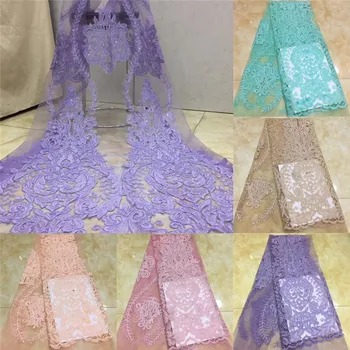 

2020 African white Tulle Lace Fabric green African French sequins Lace Fabric High Quality Nigerian Embroidery Tulle French Lace