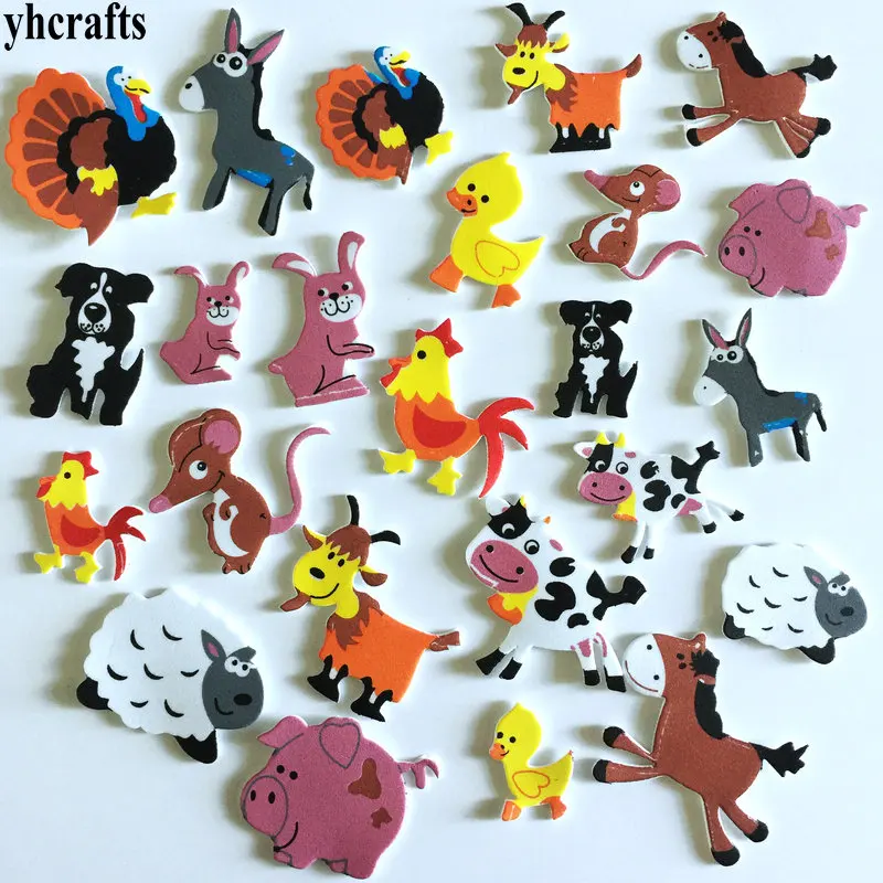 1 пакетов/лот, новые печатные блестящие A-Z буквы Алфавит поролоновые наклейки детский сад ремесло diy игрушки самообучения научить свой собственный творческий - Цвет: 24PCS farm animals