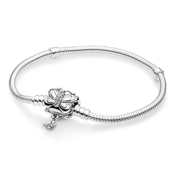 

2019 NEW 100% 925 Sterling Silver Moments Silver Bracelet With Decorative Butterfly Clasp Fit Europe Bead Original Jewelry Gift