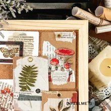 Autocollant Vintage plante champignon, étiquette Scrapbooking, paquet de décoration pour Journal intime Album planificateur en papier à faire soi même