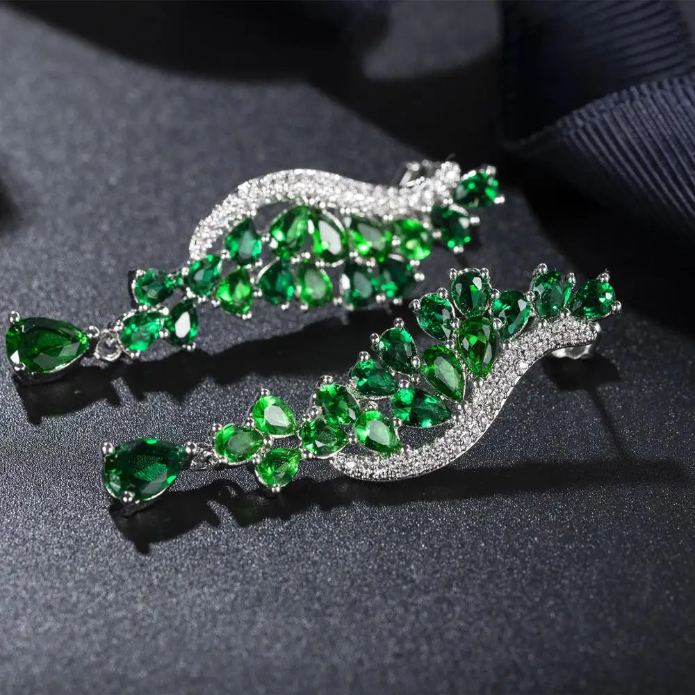 Crystal Diamondencrusted Silver Earrings Lady Exaggerated Wings