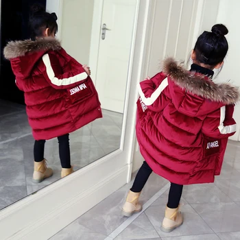 

Warm Thickening Winter Fur Collar Child Coat Children Outerwear Windproof Baby Boys Girls letter Jackets For 4-14 Years Old