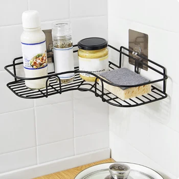 

Triangular Wall Corner Rack Bathroom Kitchen Shower Caddy Shelf Organizer Punch Free Holder QJS Shop