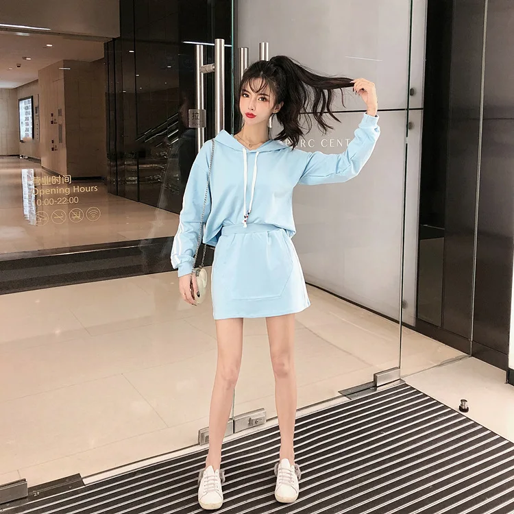 

Photo Shoot 2019 Autumn New Style Hoodie Sports Skirt Set Fashion Sweet Casual Tops Short Skirt Two-Piece Set
