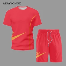 

Summer Short Sleeve Set Male Female Sports Trend Suits For Man T-Shirt and Shorts 2- Piece Oversized Tracksuits Men Clothing 5XL