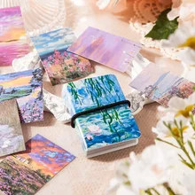 

50sheets Oil Painting Kawaii Stickers Plant Sticky Scrapbook Decorative DIY Mini Sticker For Notebook Journal Diary Stationery