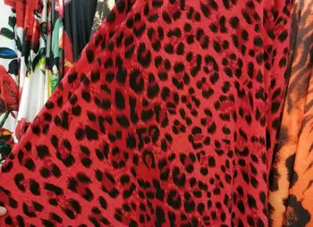 

150cm*100cm big red leopard print, brushed milk silk knitted printed fabric, dress, Latin dance suit, swimsuit, bikini fabric