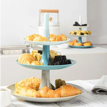 

Creative 3-layer Plastic Cake Stand Afternoon Tea Wedding Plates Party Tableware New Bakeware Cake Shop Three Layer Cake Rack