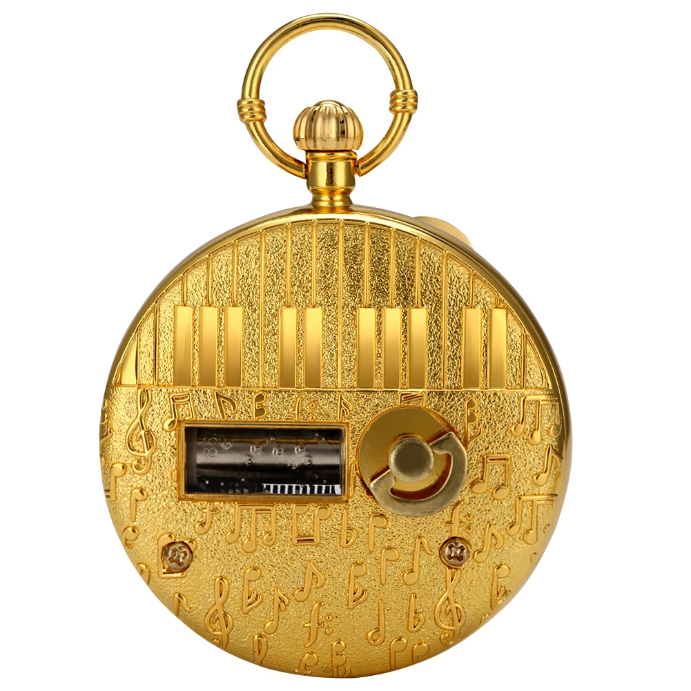 Castle In The Sky Musical Quartz Pocket Watch Luxury Gold Hollow Steampunk Retro Roman Numerals Pendant Clock Fob Chain New 2023