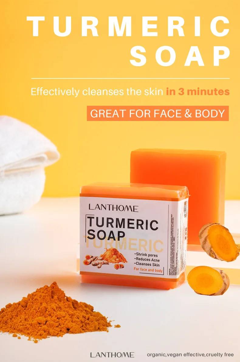 Anti-acne Turmeric Soap Cleans Skin Remove Mites Shrink Pores For Bath Handmade Natural Skin Whitening Soap Anti-inflammatory