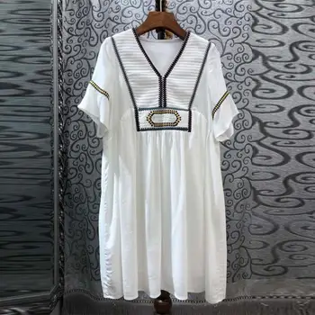 

Women Dress Embroidered Comfortable Fabric Casual Loose Female Dress